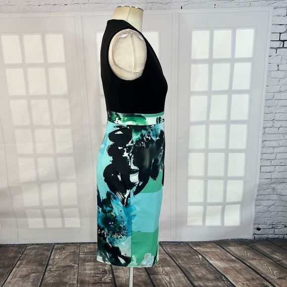 Closet Women's Sleeveless Black Top Wrap Skirt Scuba Feel Pencil Dress Size 6 - Picture 5 of 11